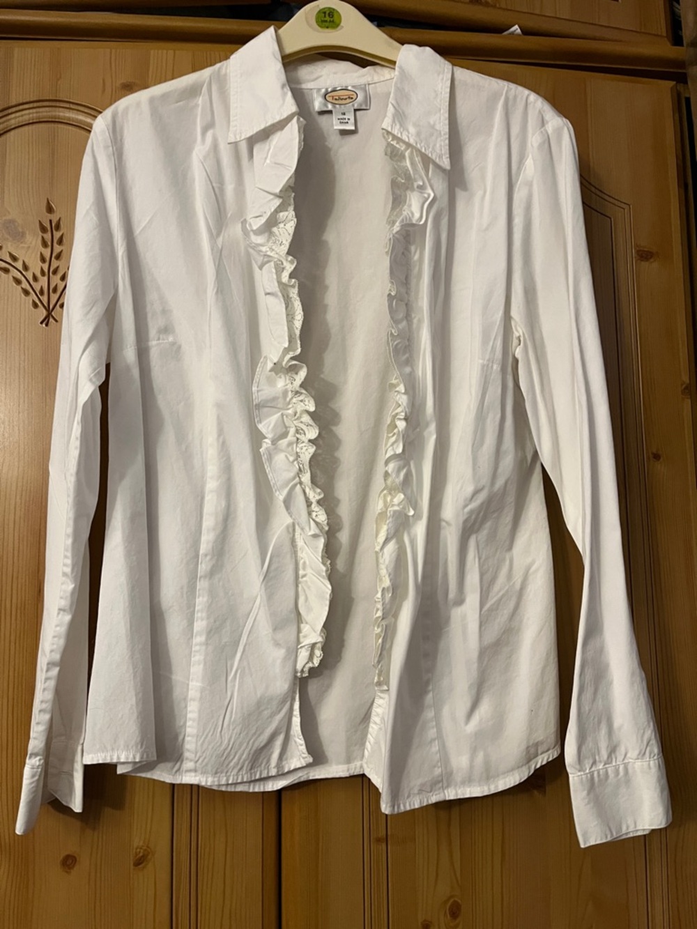 Talbots Ruffled Open-Front Women's Shirt Jacket - White